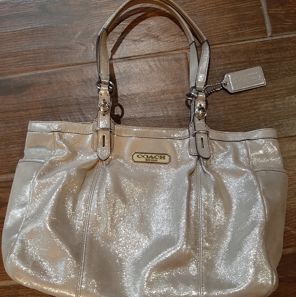 Rose Gold Shimmer Coach Purse - Picture 1 of 5